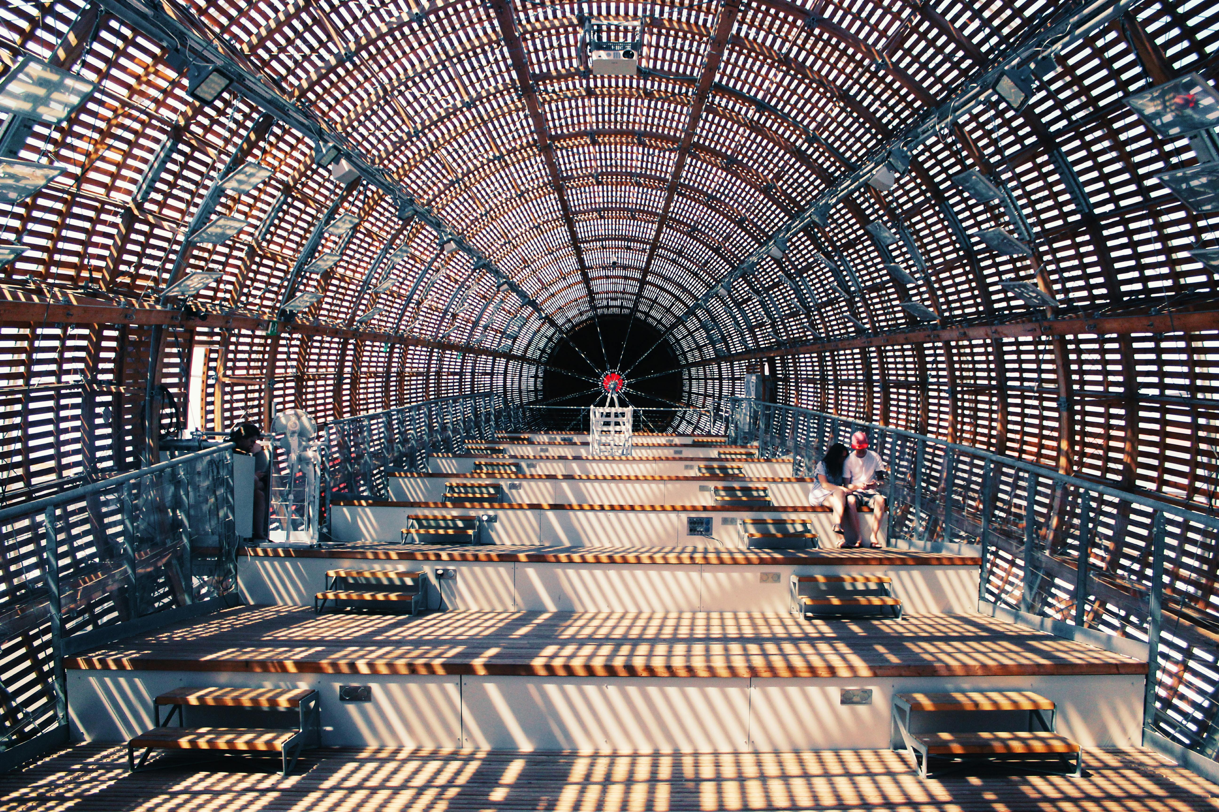Large industrial factory shed with steel roof structure